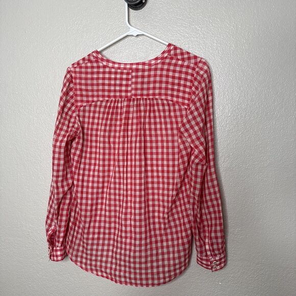 Anthropologie Holding Horses Top Blouse Size 2 Red White Gingham Popover Devon - Picture 5 of 9